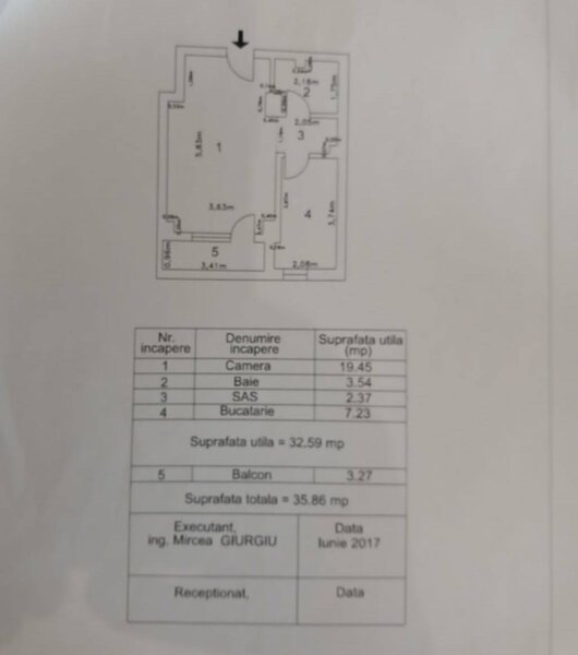 Pucheni, garsoniera 37 mp, 2017